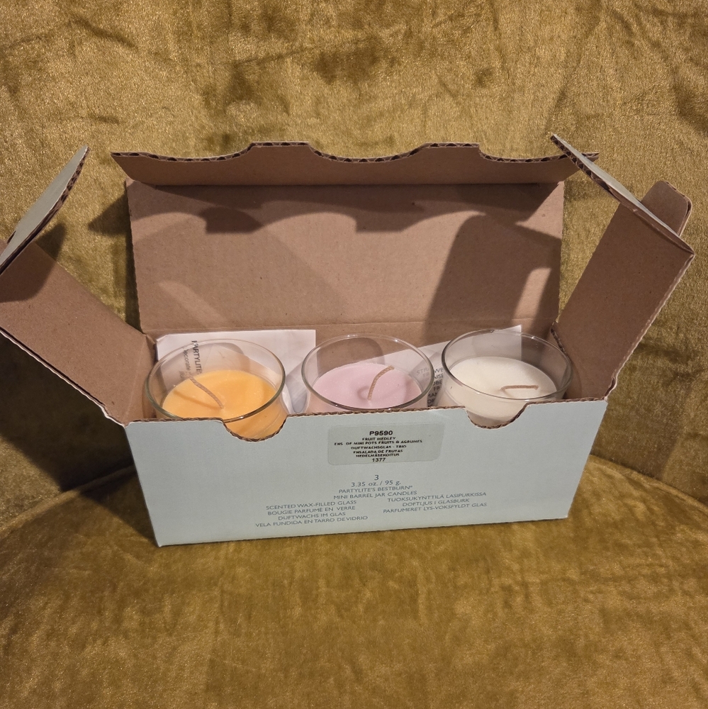 PartyLite Candle Trio Mini Pots Fruit Medley